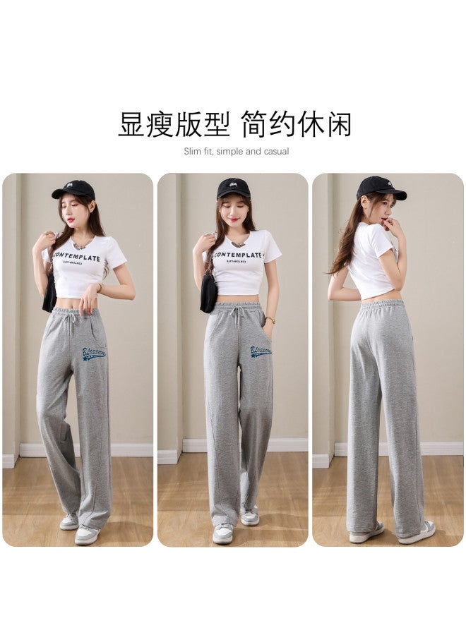 Baleno new Spring/autumn Pure Cotton Comfortable Printed Casual Pants For Women - Loose Drawstring Wide-leg Sport Pants - Image 3