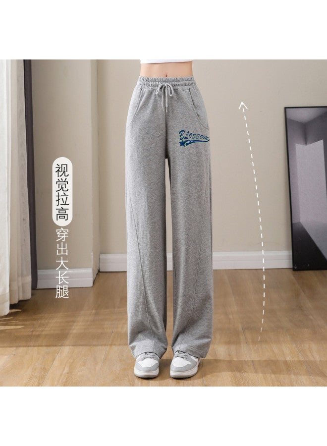 Baleno new Spring/autumn Pure Cotton Comfortable Printed Casual Pants For Women - Loose Drawstring Wide-leg Sport Pants - Image 4