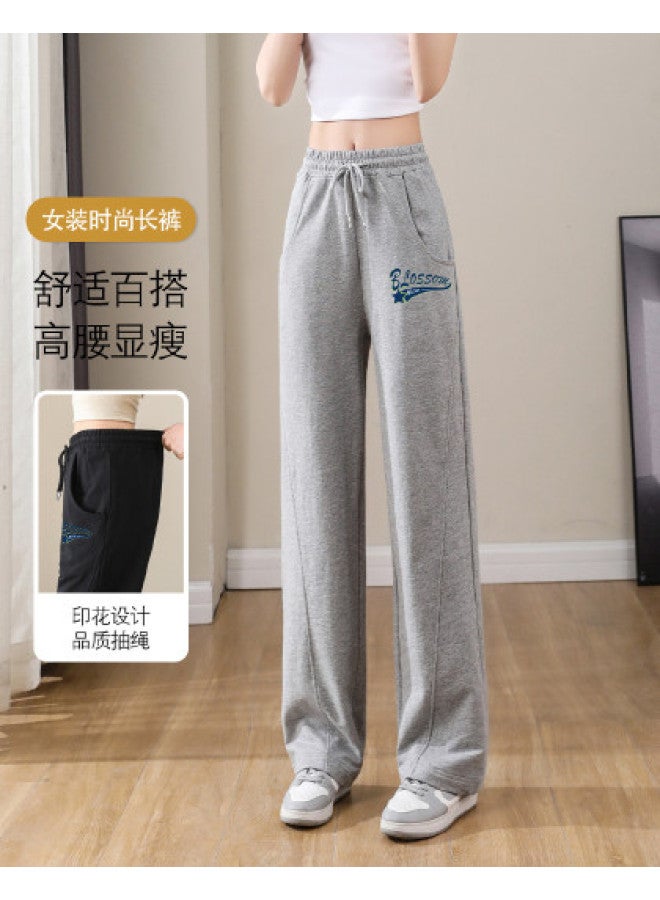Baleno new Spring/autumn Pure Cotton Comfortable Printed Casual Pants For Women - Loose Drawstring Wide-leg Sport Pants - Image 1