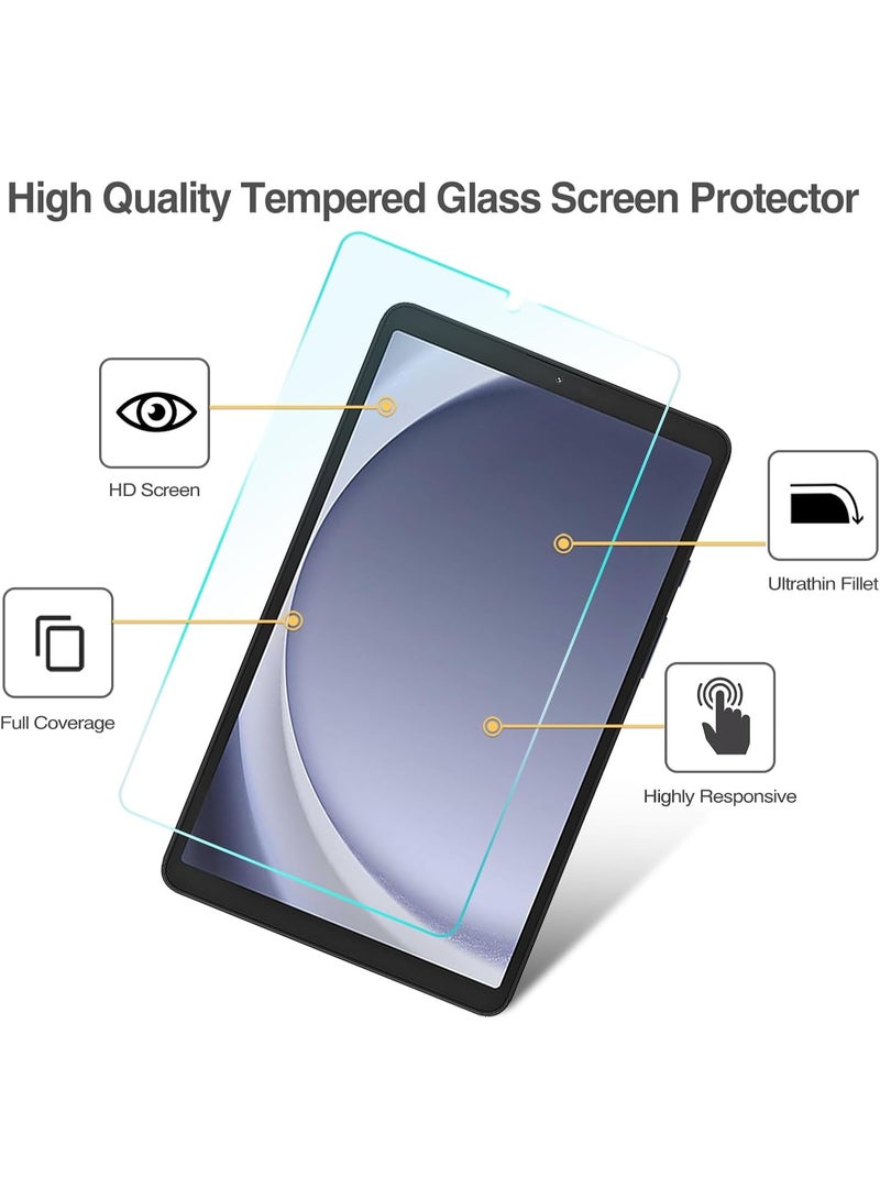 واقي شاشة من قطعتين لجهاز Galaxy Tab A9 مقاس 8.7 بوصة 2023 - زجاج مقسّى عالي الوضوح بصلابة 9H، واقي شاشة شفاف عالي الوضوح لجهاز SM-X110/X115/X117 - Image 2