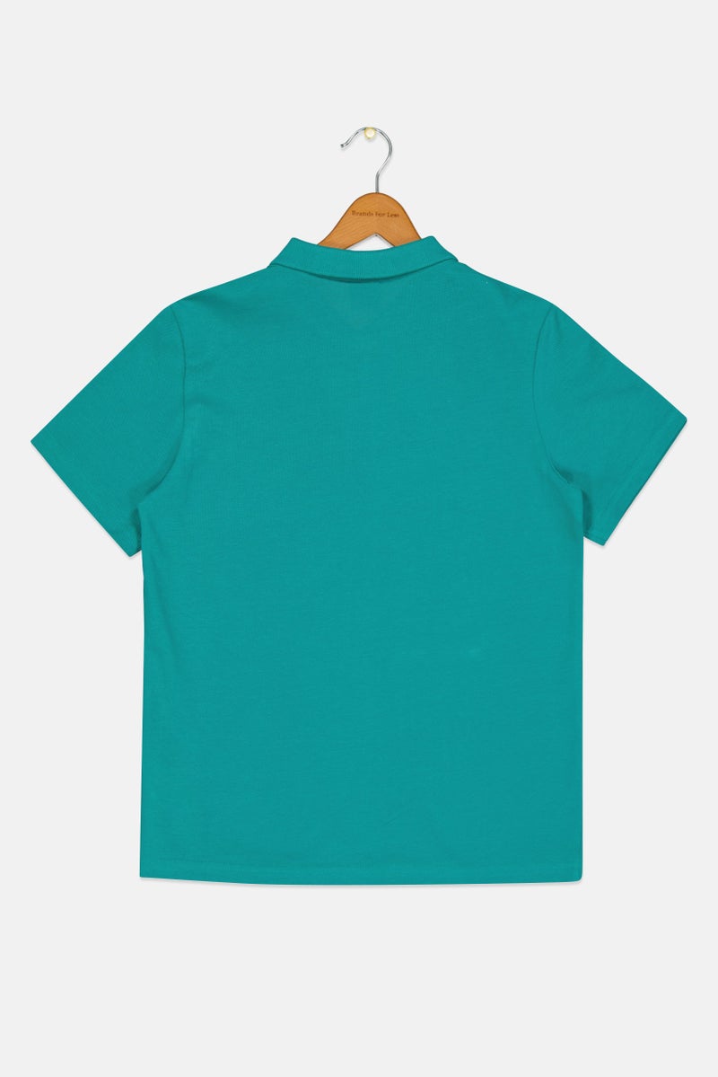 PUMA Kids Boy Brand Logo Short Sleeve Outdoor Polo Shirt, Sea Green - Image 3