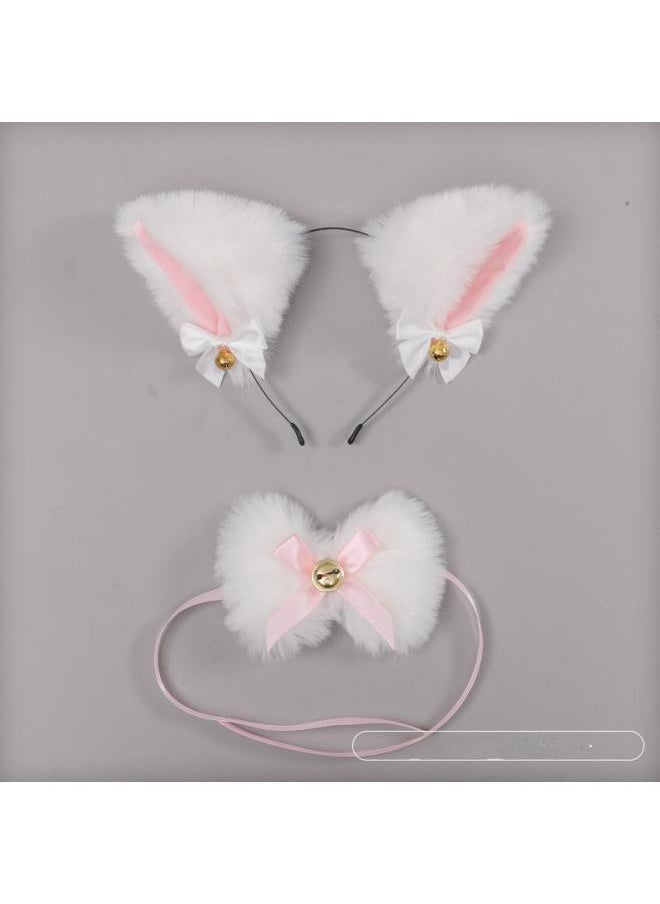 Generic A Generation Of Hair Hand Lolita Accessories Fox Ears Cat Ears Hairband Lace Bow Bell Collar Set 