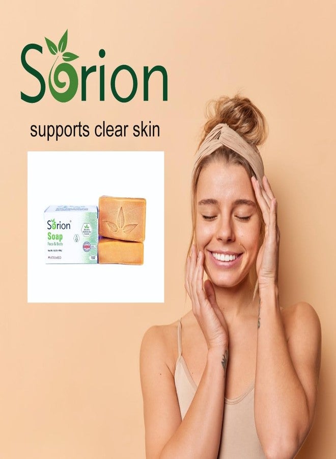 Sorion صابون سوريون للوجه والجسم - صابون بار لتنعيم وتهدئة البشرة الجافة والحكة والمتقشرة بزيت جوز الهند والكركم وزيوت بالو إنديغو الأساسية - Image 2