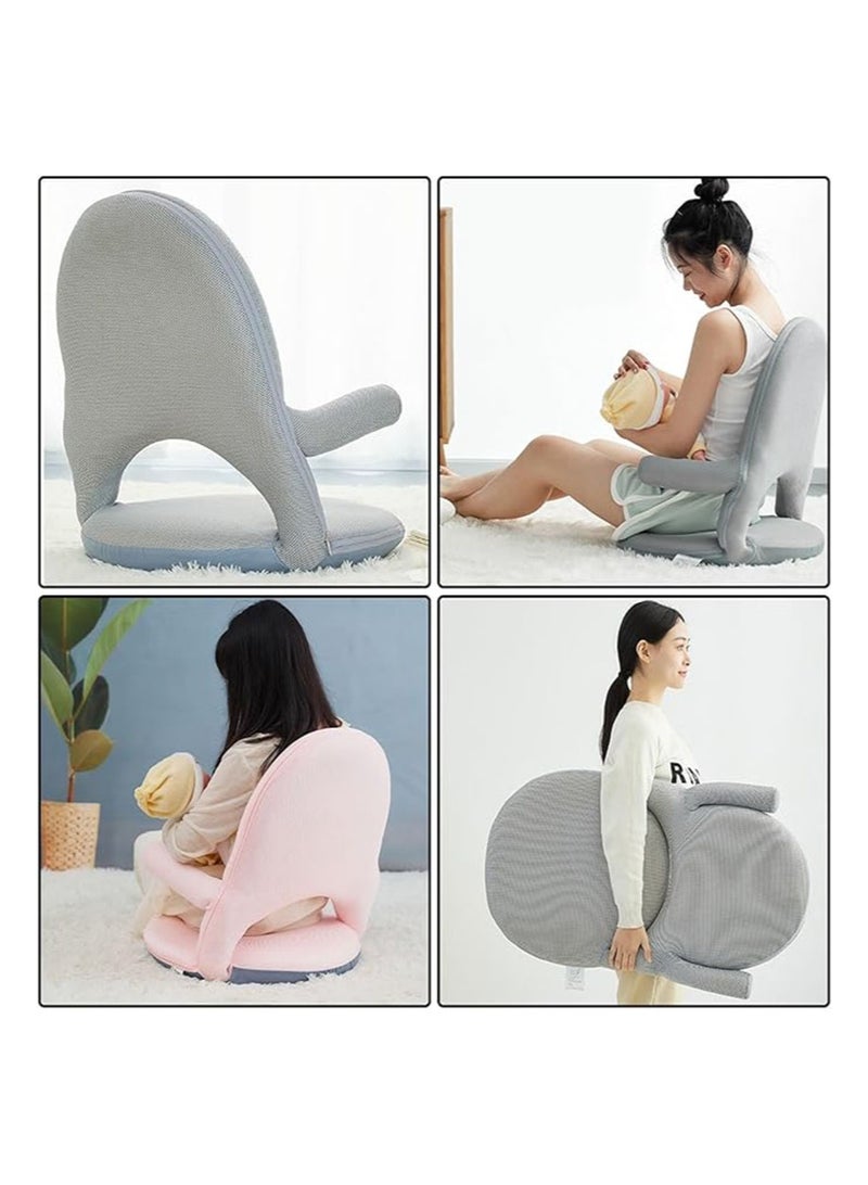 Apustim Floor Chair with Back and Armrests，42 Degree Adjustable Washable Floor Seat，Folding Deck Chair with Cushion for Yoga Meditation Adults Kids Classroom Play（Gray） - Image 5