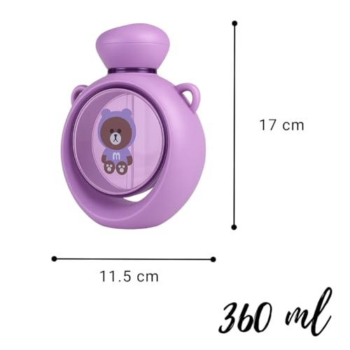 GUCHIGU Kids Sipper Bottle with Straw for Baby | Leak-Proof, BPA-Free Water Bottle with Cute Design Lid & Strap | Easy Grip, 360° Drinking | Baby Toddler Water Sipper Cup (Purple, 360ml) - Image 2