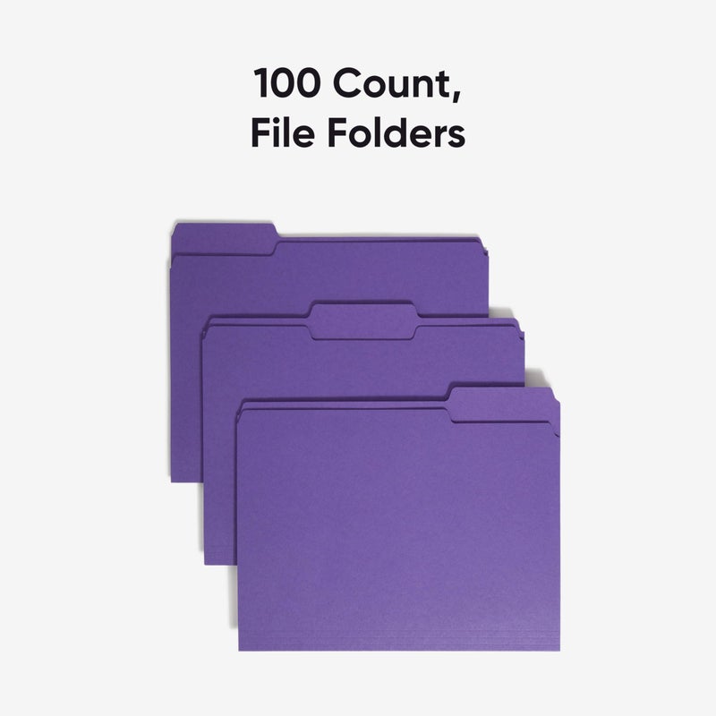 Smead Standard File Folders, 100 Count, Purple, 1/3-Cut Tabs, Letter Size (13043) - Image 3
