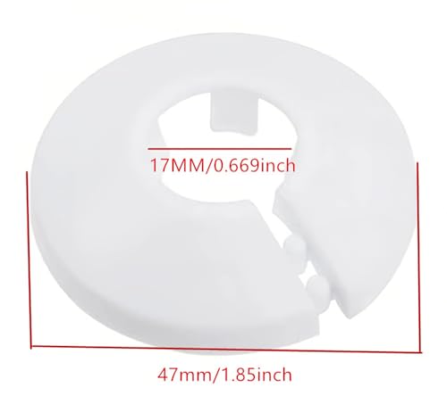 shenghang Fit 1/2 Inch Flange Water Pipe Cover Decoration 16mm(5/8") Escutcheon Plate Plastic PP White Snap-On Escutcheon Plate Cover for Wall Pipe Tube Decoration (16) - Image 2