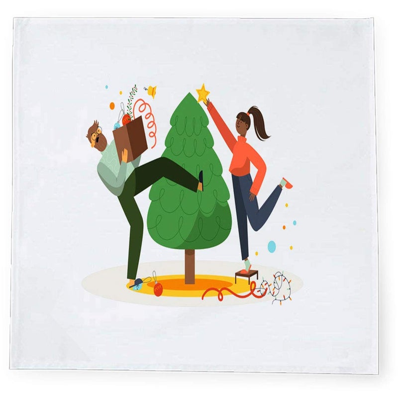 Khakee 6 Pcs Christmas Theme Tafta Silk Table Napkins 10x 10 for Xmas Decoration Christmas OrnamentsChristmas Gift npxmas094P - Image 2