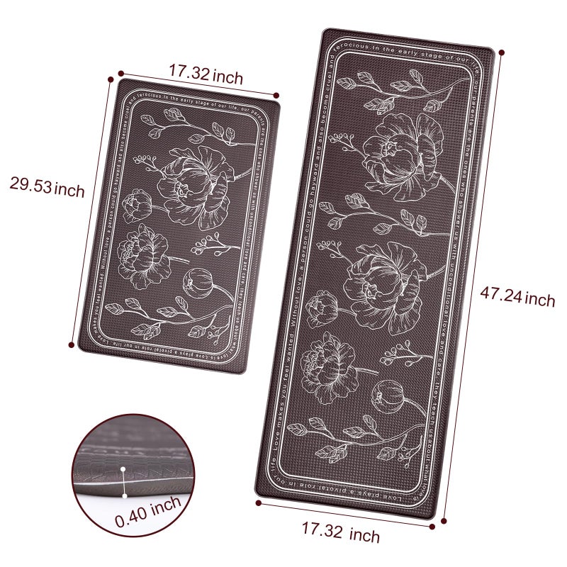 ROTTOGOON Kitchen Floor Mat Set of 2, Cushioned Anti Fatigue Kitchen Mat 17"x47"+17"x29", Non-Slip Waterproof Kitchen Rug, Premium PVC Comfort Kitchen Mats and Rugs for Kitchen, Office, Home, Laundry - Image 2