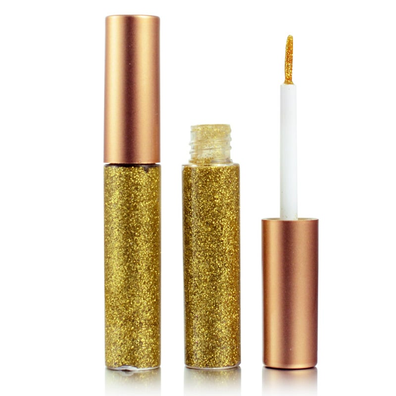 DekRion Glitter-Eyeliner,Yellow Giltter-Eyeliner, Long-lasting Waterproof Eye-Glitter Makeup, Silver, Gold, Purple Green High-pigmented Colorful Eye Liner Liquid - Image 1