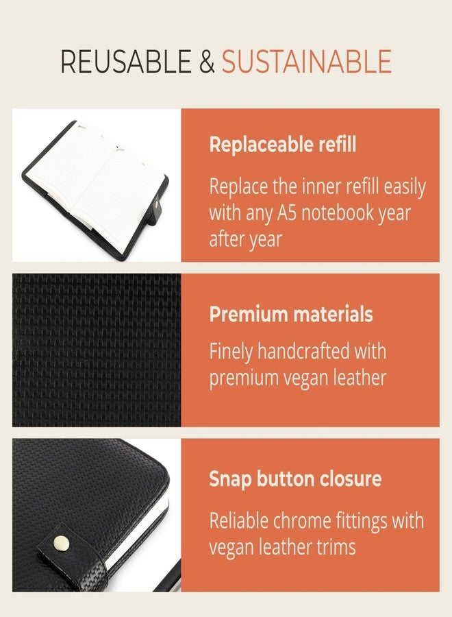 HAMELIN Notebook Diary 2026 | To Do List Journal | Undated Daily Planner & Organizer for Personal & Office Use | Ideal Gift for Men & Women | A5 | 200 Ruled Pages | 80 GSM | Black Grid - Image 3