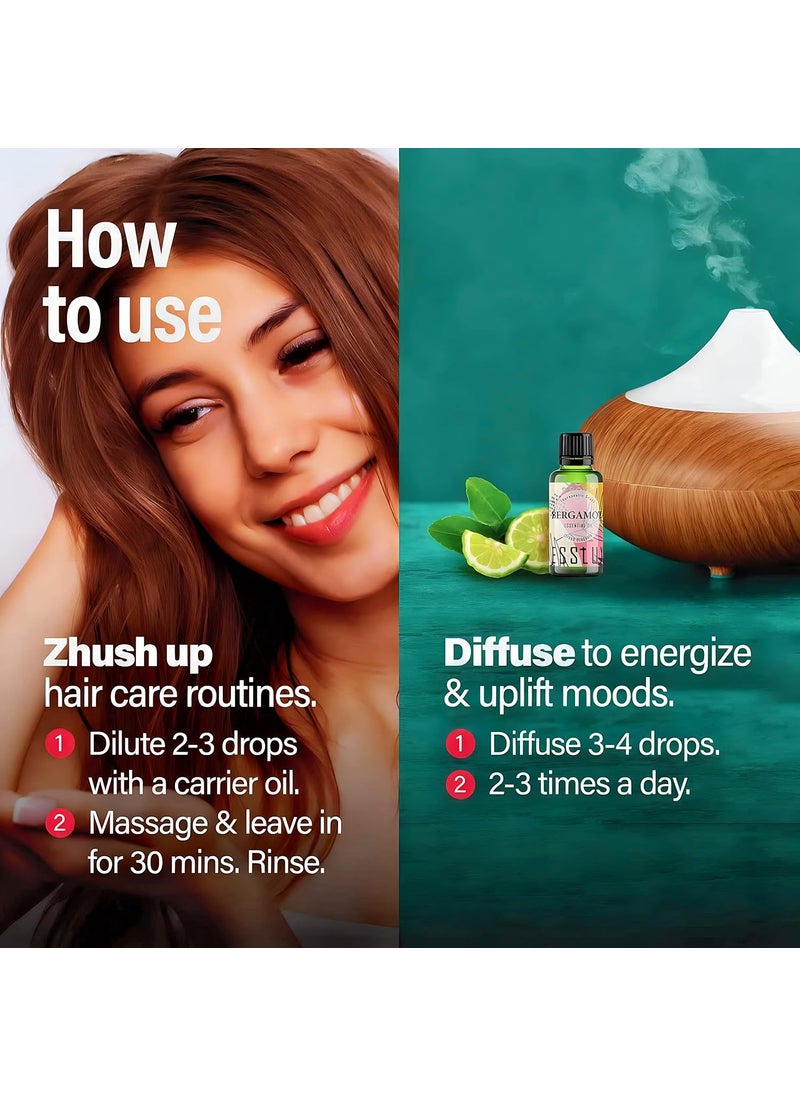 ESSLUX Esslux Bergamot Essential Oil for Diffuser - 100% Pure Therapeutic Grade Bergamot Essential Oil Organic - Bergamot Oil for Hair Growth, Shampoo, Skin & Aromatherapy 10 ML  - Image 3