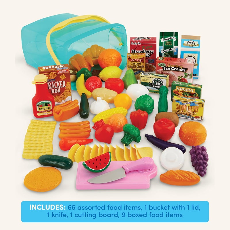 Battat â€“ Play Circle â€“ Play Food â€“ Kitchen Toys â€“ Grocery Store â€“ Pretend Play â€“ Pantry In A Bucket â€“ 3+ Years(79 Pieces) - Image 4