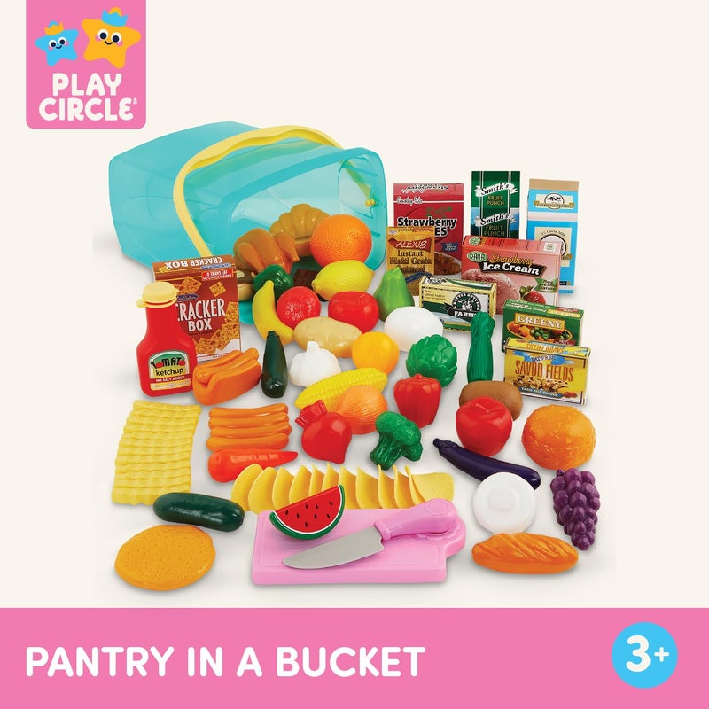 Battat â€“ Play Circle â€“ Play Food â€“ Kitchen Toys â€“ Grocery Store â€“ Pretend Play â€“ Pantry In A Bucket â€“ 3+ Years(79 Pieces) - Image 5