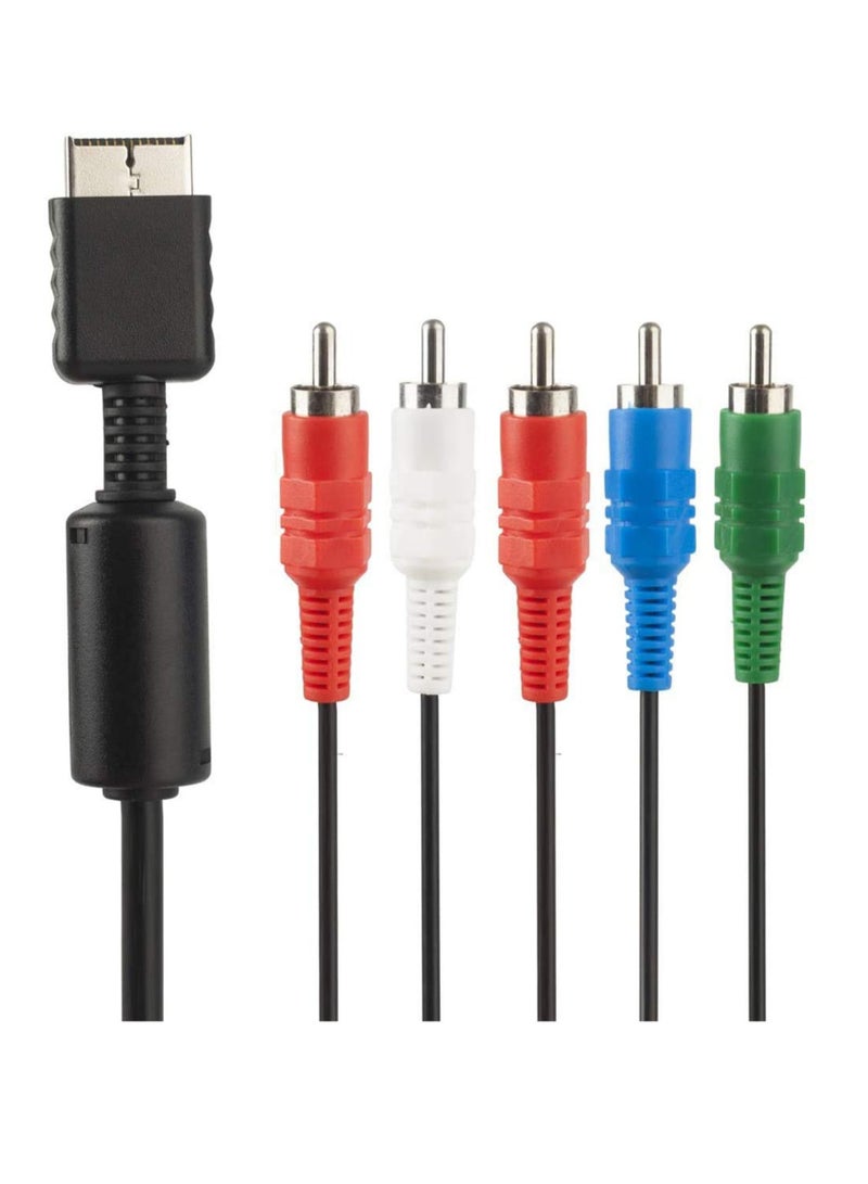 Captaintech Component AV Cable for PS2/PS3/PS3 Slim HDTV-Ready TV HD Component AV Cable 5-Wire 6FT Black  - Image 1