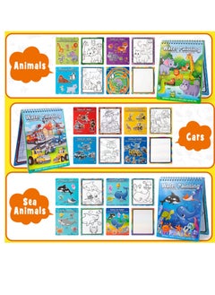 KASTWAVE 3PCS Magic Water Colouring Books Car Animals Water Drawing Doodle with Magic Water Pens Reusable Water Board Painting Pads Educational Gifts Travel Toy for Kids Girls Boys 3 4 5 6+ Years Old  - Image 3