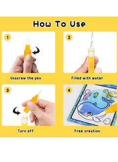 KASTWAVE 3PCS Magic Water Colouring Books Car Animals Water Drawing Doodle with Magic Water Pens Reusable Water Board Painting Pads Educational Gifts Travel Toy for Kids Girls Boys 3 4 5 6+ Years Old  - Image 4