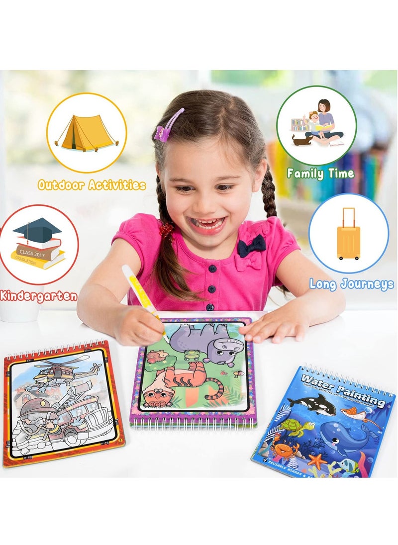 KASTWAVE 3PCS Magic Water Colouring Books Car Animals Water Drawing Doodle with Magic Water Pens Reusable Water Board Painting Pads Educational Gifts Travel Toy for Kids Girls Boys 3 4 5 6+ Years Old  - Image 5