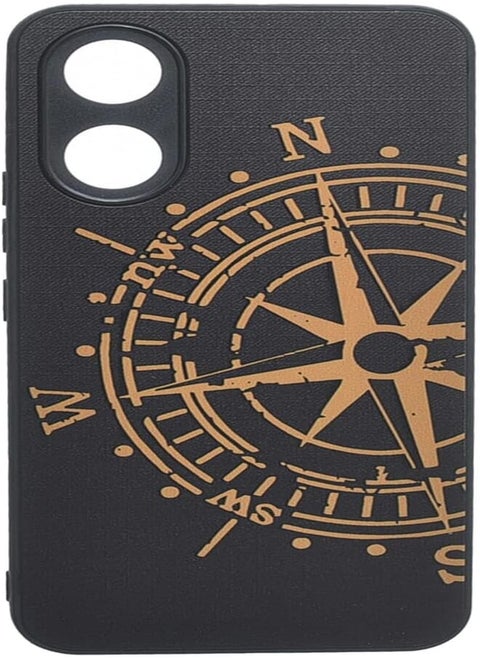 Boter. Plastic 3D Shockproof Back Case Designed With Raised Edge To Protect Camera lens Compass Printed Suitable For VIVO Y02S - Black Light Brown