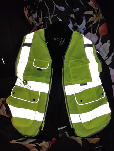 XIAKE 8 Pockets High Visibility Class 2 Reflective Safety Vest for Men & Women Meets ANSI Standards(Large,Yellow) - Image 2