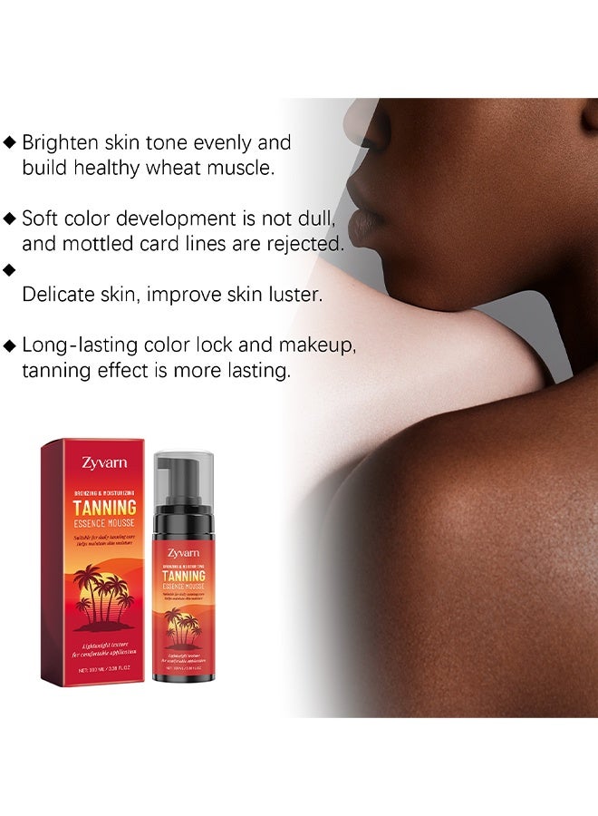 Zyvarn Self Tanning Essence Moussse, Self Tanning Mousse For Body, Natural & Organic Ingredients, Self Tanner Spray, Body Skin Bronzer For Body, Deep Bronze Suitable For Swimming, Beach Climbing In Summer, 100ml - Image 2