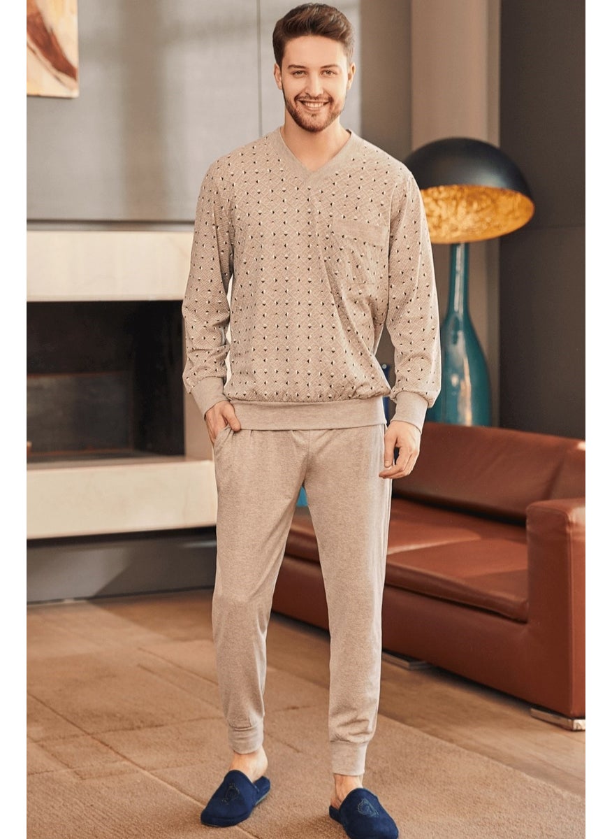 Mecit Pijama - Mecit 2757 Brown Plus Size Men's Pajama Set - Image 1