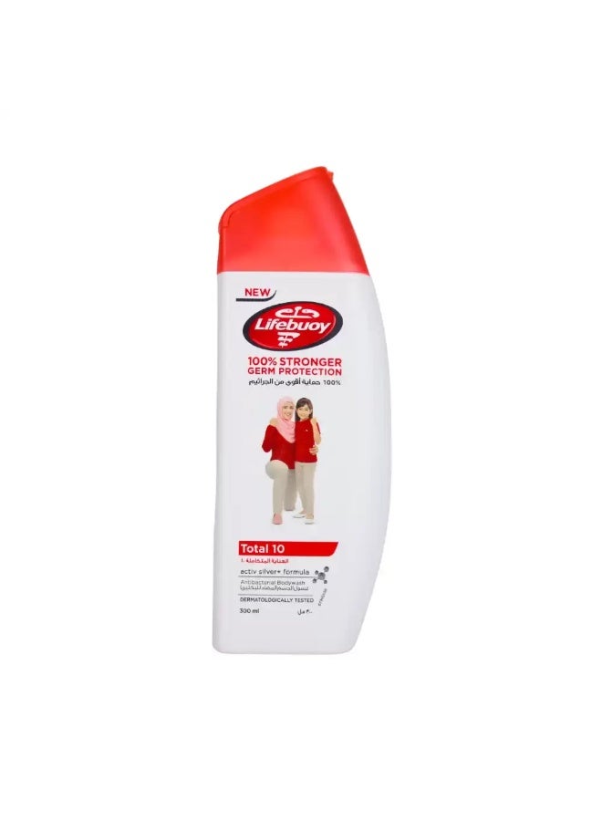 Lifebuoy Total 10 Germ Protection Antibacterial Body Wash with Activ Silver Formula- 300ml White and Red 300mlml - Image 1
