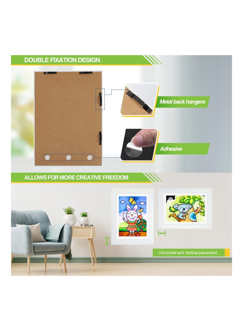 Kids Art Frames, Front Opening and Changeable Picture Display for A4 Art-Work, Storage Crafts, Drawing, Hanging Art, 8.3x11.8 (White, 1 Pack) - Image 3
