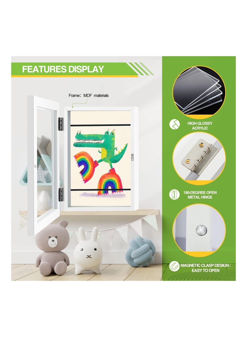 Kids Art Frames, Front Opening and Changeable Picture Display for A4 Art-Work, Storage Crafts, Drawing, Hanging Art, 8.3x11.8 (White, 1 Pack) - Image 4
