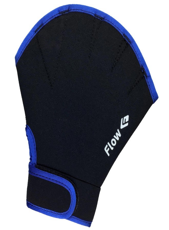 Flow Swim Gear ming Resistance Gloves - Webbed Gloves for Water Aerobics, Aquatic Fitness, and Training (Black/Blue, X-Large) - Image 1