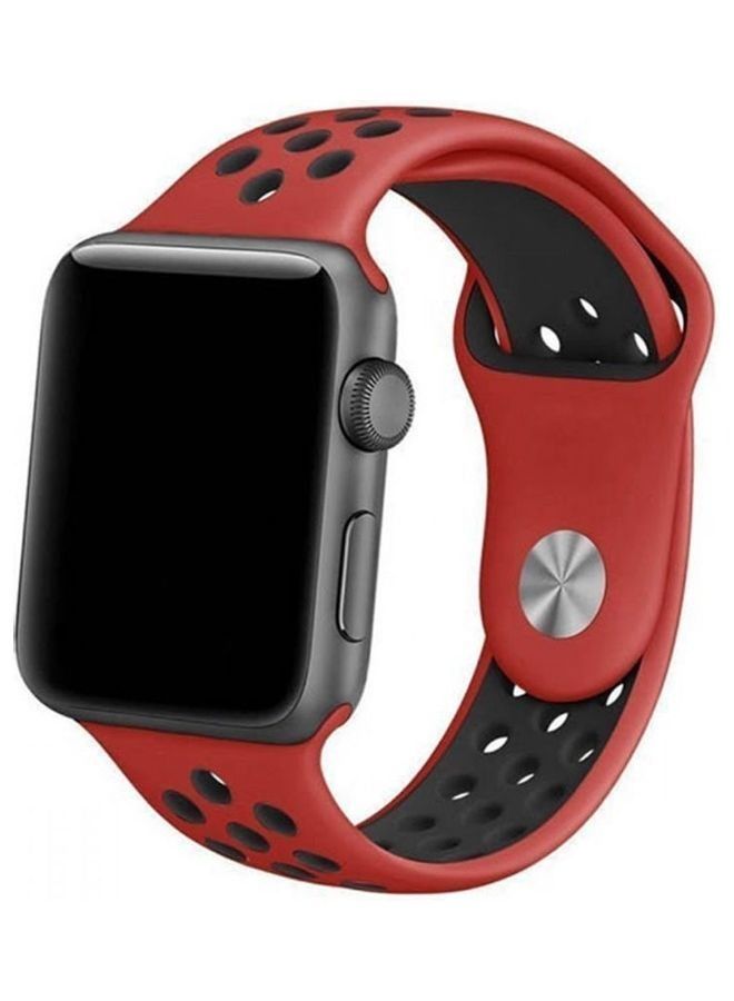 Replacement Strap Watchband For Apple Watch Series 5/6/7 42/44/45mm Red/Black - Image 2