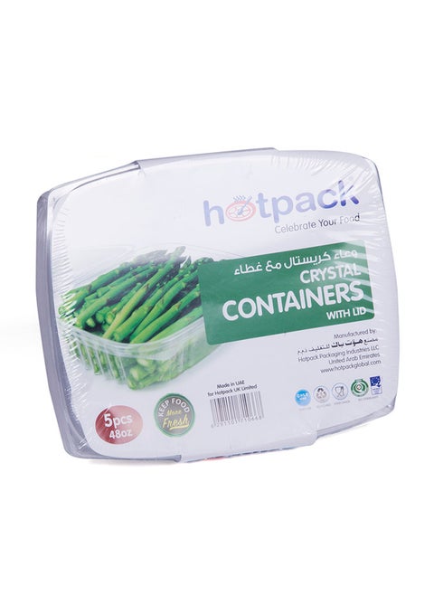 5 Pieces Hotpack Crystal Clear Container 48 Ounce