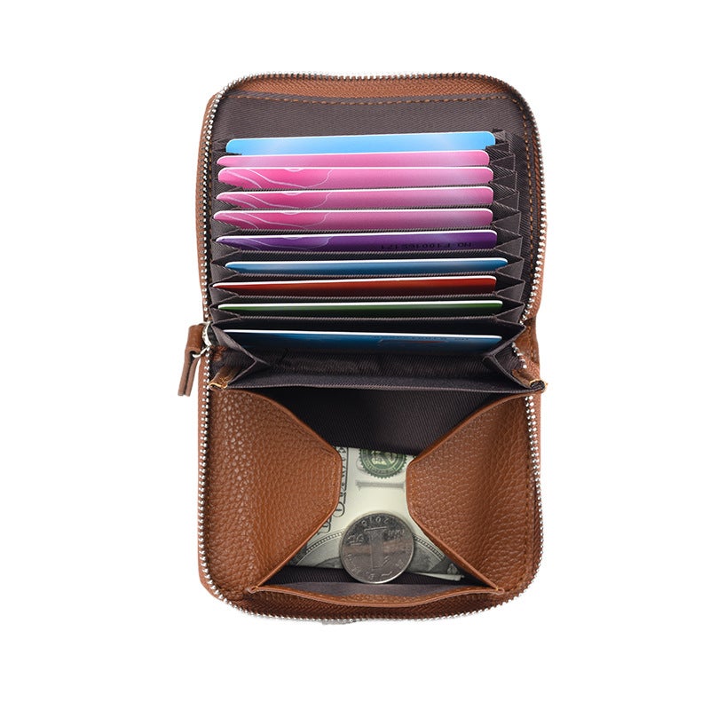 Large Capacity RFID Anti-degaussing Card Bag Fashionable Multi-card Organ Bag Zipper Coin Purse ID Bag - Image 5