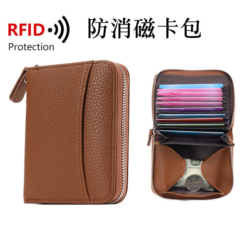 Large Capacity RFID Anti-degaussing Card Bag Fashionable Multi-card Organ Bag Zipper Coin Purse ID Bag - Image 3