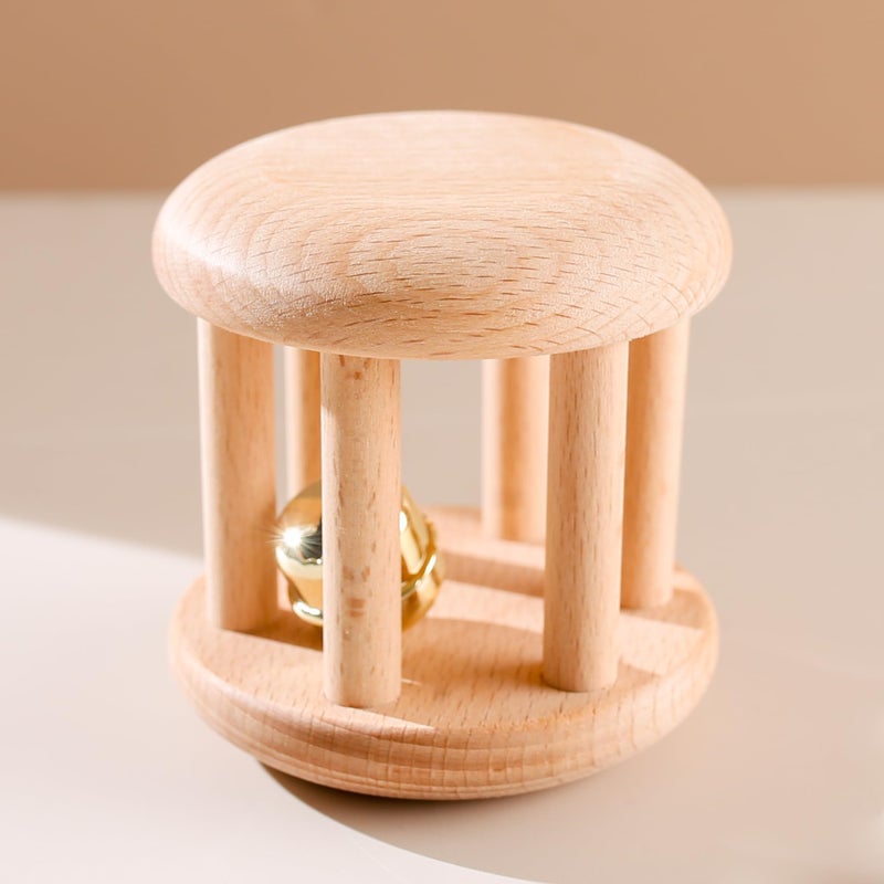 Promise Babe Infant Gym Organic Wooden Rattle Wooden Bells Rattles Nursing Shower Gifts Waldorf Toys - Image 5