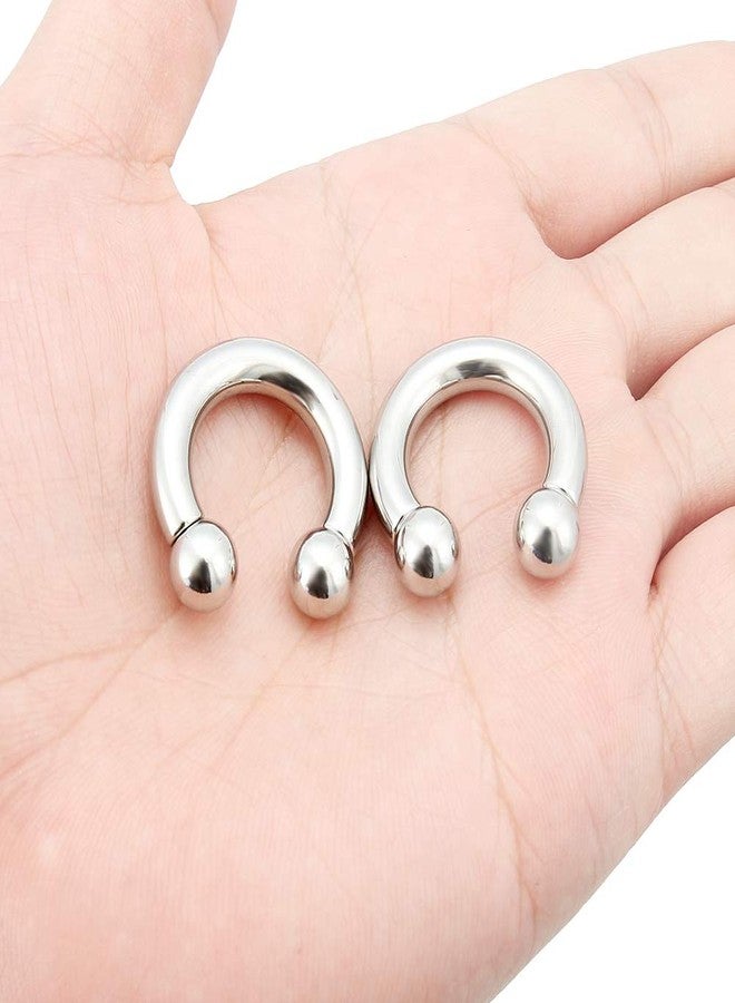 Ftovosyo 2Pcs PA Ring Horseshoe Circular Barbell 316L Surgical Steel Internally Threaded 00G 0G 2G 4G 6G 8G Pierced Body Jewelry for Women 12mm 16mm 19mm - Image 3