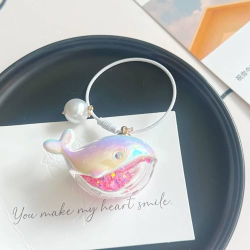 Zytiqt Cute Keychain, Whale Keychain Set of 2, Aesthetic Keychains for Girls, Wifty Whale Keychain, Sky Blue and Pink OPP Keychains - Image 3