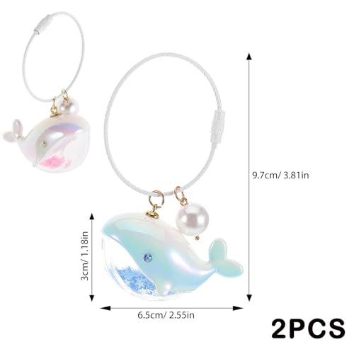 Zytiqt Cute Keychain, Whale Keychain Set of 2, Aesthetic Keychains for Girls, Wifty Whale Keychain, Sky Blue and Pink OPP Keychains - Image 2