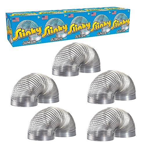 Slinky Just Play Slinky Jr. the Original Walking Spring Toy, 5-pack Small Metal Slinkys, Kids Toys for Ages 5 Up - Image 1
