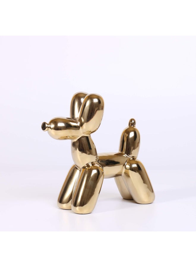 Small Ceramic Animal Statue Handmade Sculpture Ornament (Dog)- Gold