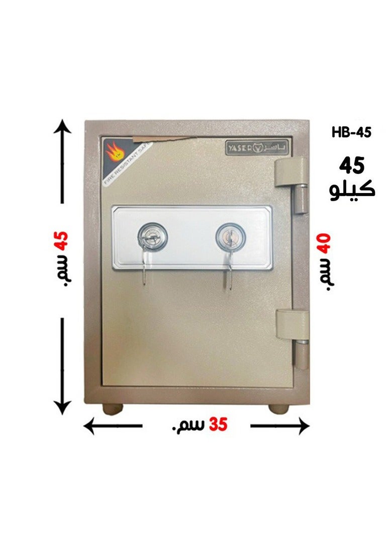 خزنة من الفولاذ 2 مفتاح بمقاس 40*35*45سم 45كغ  - Image 1