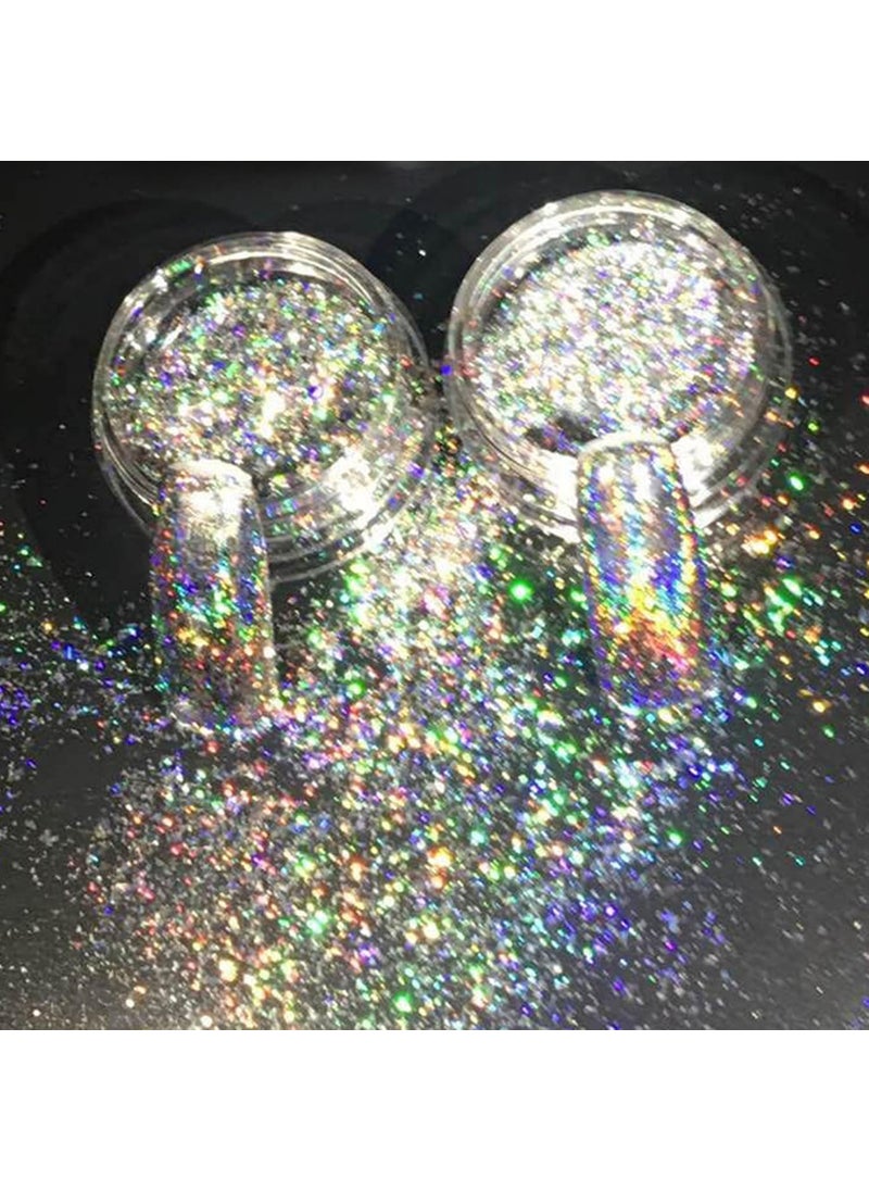 PhantomSky - 0.2g/Box Nail Glitter Magic Shining Mirror Chrome Nail Powder DIY Decorations Manicure Pigment Nail Art Accessories - Laser Chameleon Rainbow Silver - Image 1