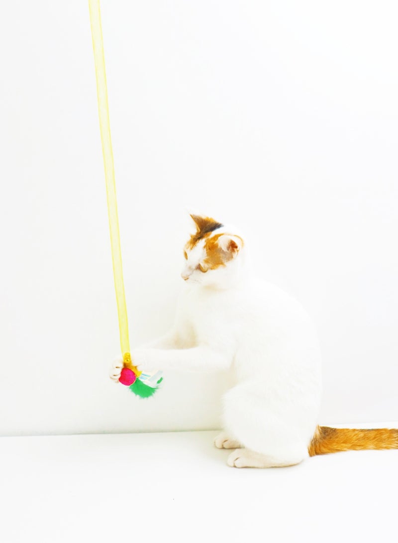 قطعة واحدة من ألعاب القط التفاعلية مع عصا فريش وجرس آمن، لعبة مشوقة القط القوية بالريش والجرس اللونية للعب وتدريب القطط والقطط الطفولة والحيوانات الأليفة الممارسة - Image 2
