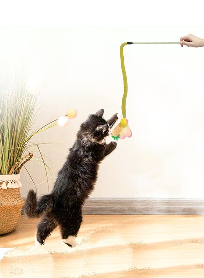 قطعة واحدة من ألعاب القط التفاعلية مع عصا فريش وجرس آمن، لعبة مشوقة القط القوية بالريش والجرس اللونية للعب وتدريب القطط والقطط الطفولة والحيوانات الأليفة الممارسة - Image 4