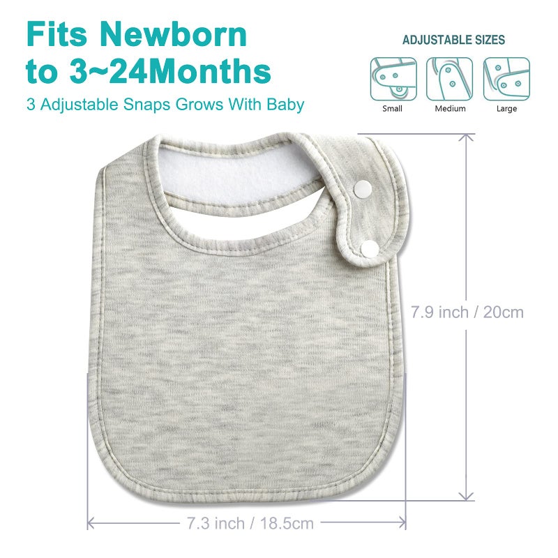 Benoxine Baby Bibs Soft and Absorbent Organic Cotton Bandana Bibs Set for Boys Girls Newborn Unisex Plain Colors 3-36 Months 12 Pcs - Image 5