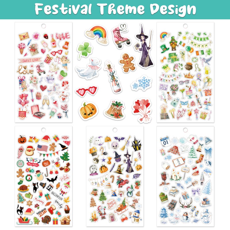 Coboll Planner Stickers - 28 Sheets, 1300+ Unique Sticker Monthly, 4.72'' x 8.27'' Sticker Book â€“ Holidays, Seasonal, Inspirational Quotes, to-dos, Appointments, Scrapbook Stickers for Adults - Image 4