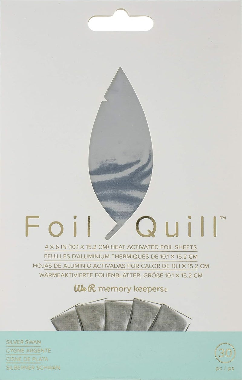 We R Memory Keepers Foil Quill 4 x 6 Inch Heat Activated Foil Sheets - Silver Swan (30 Pieces) - Image 1
