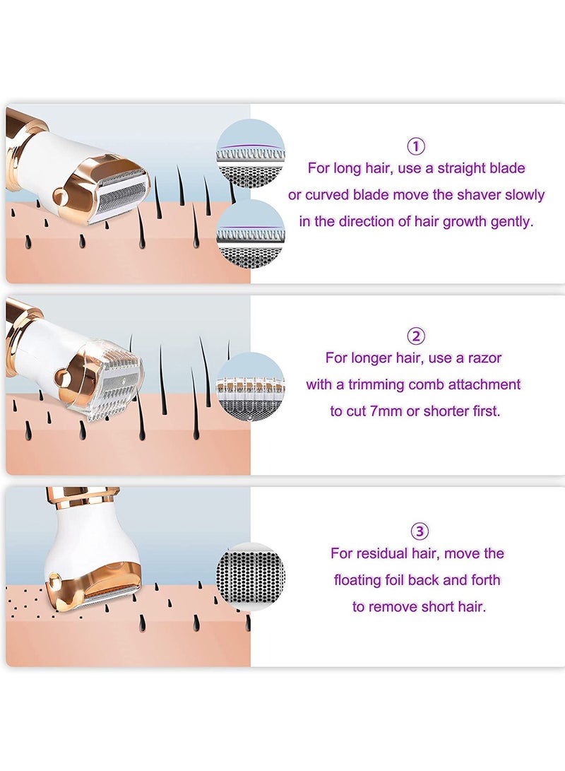 Sharpdo Electric Razor for Women, 4 in 1 Womens Shaver for Pubic Hair Wet & Dry Cordless Hair Remover for Eyebrow, Nose, Face, Legs, Underarms Portable Bikini Trimmer Rechargeable for Lady Hair Shaving - Image 5