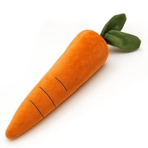 Pet Lou 15 Inch Carrot Plush Dog Toy for Soft Chewers Durable Squeaky Crinkle Anti Boredom Chew Toy for Dogs Cute Soft Stuffed Calming Indoor Pet Toy for All Dog Breeds - Image 1