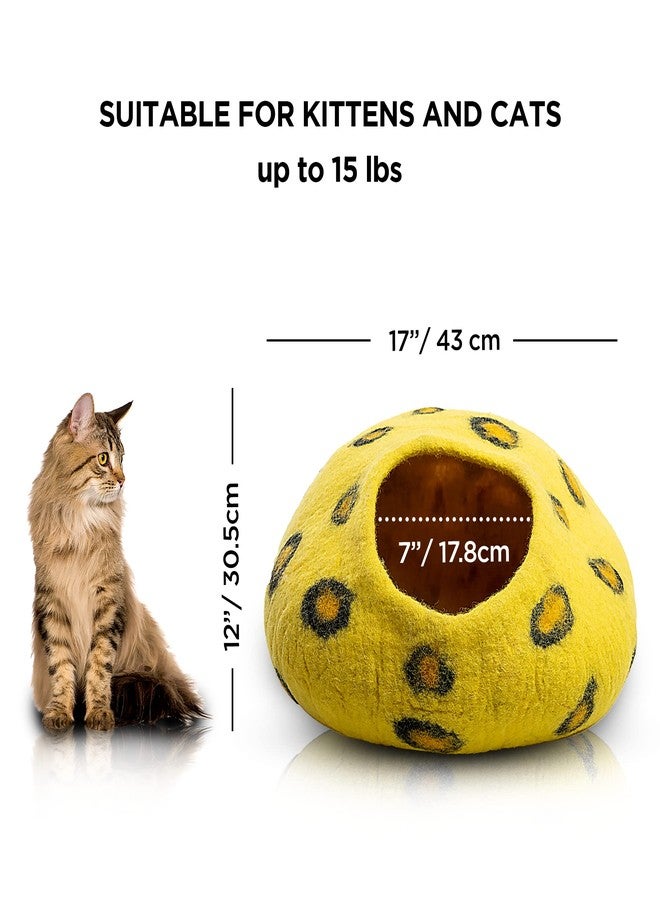 Woolygon Premium Felt Cat Cave Bed - Polka Dot Series - Wool Kitty Beds Handcrafted Kitten Caves Bed for Indoor Cats - Eco-Friendly Merino Wool, Foldable Cat Hideaway Cat Houses Pod - Image 3